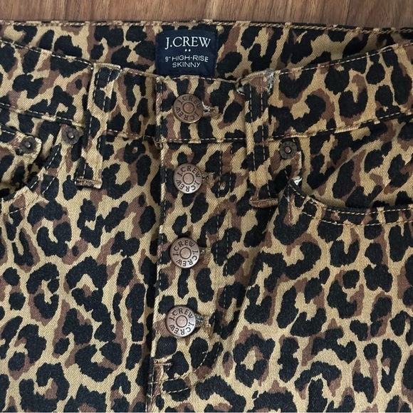 J. Crew Factory Leopard Animal Print 9” High-Rise Skinny Button Fly Jeans Sz 24 - Picture 4 of 12